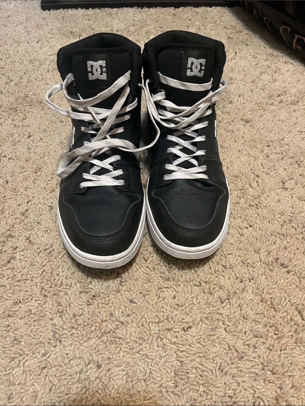 DC Black High-Top Skate Shoes with White Accents - Picture 2 of 9